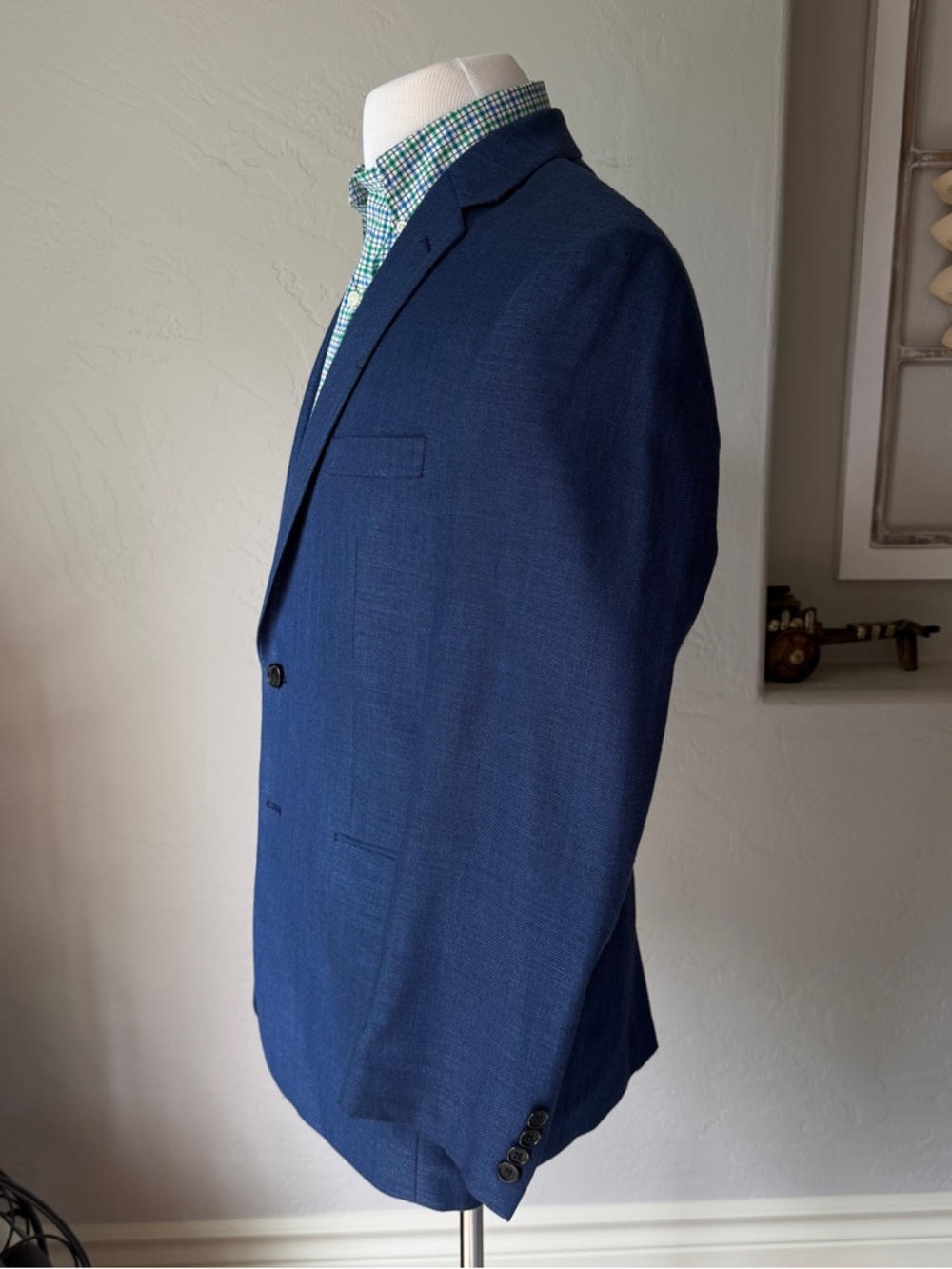 Lauren Ralph Lauren Men's Linen Blend Navy Blue Two Button Blazer Jacket Sz. 42R - Picture 2 of 12